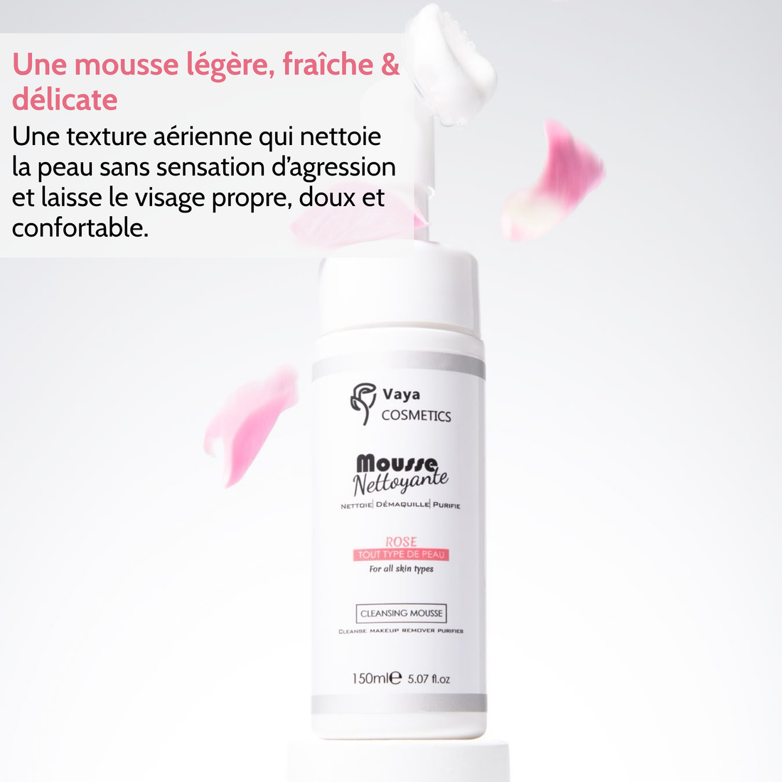 Mousse nettoyante à la rose de Damas